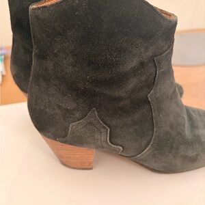 Isabel Marant Velvet Ankle Boots in Faded Black